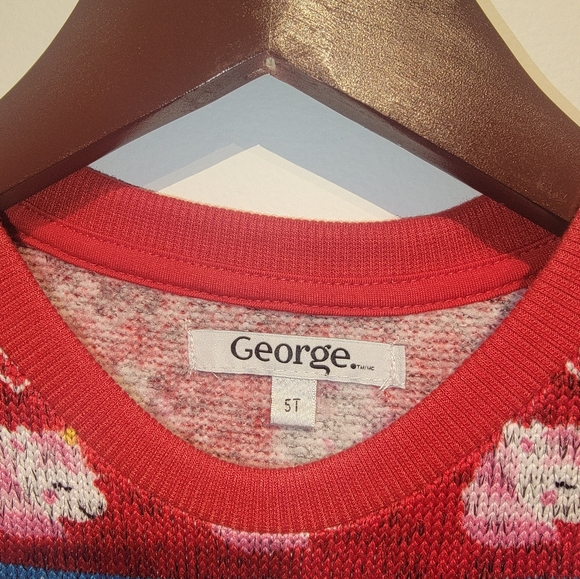 George Girls Christmas Sweater – Size 5T – Red Holiday Pullover - Picture 3 of 4
